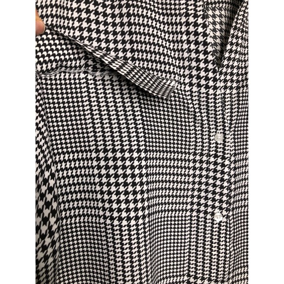 Calvin Klein Houndstooth Button Front Tunic Shirt Plus Size 2X Black White - Picture 9 of 16